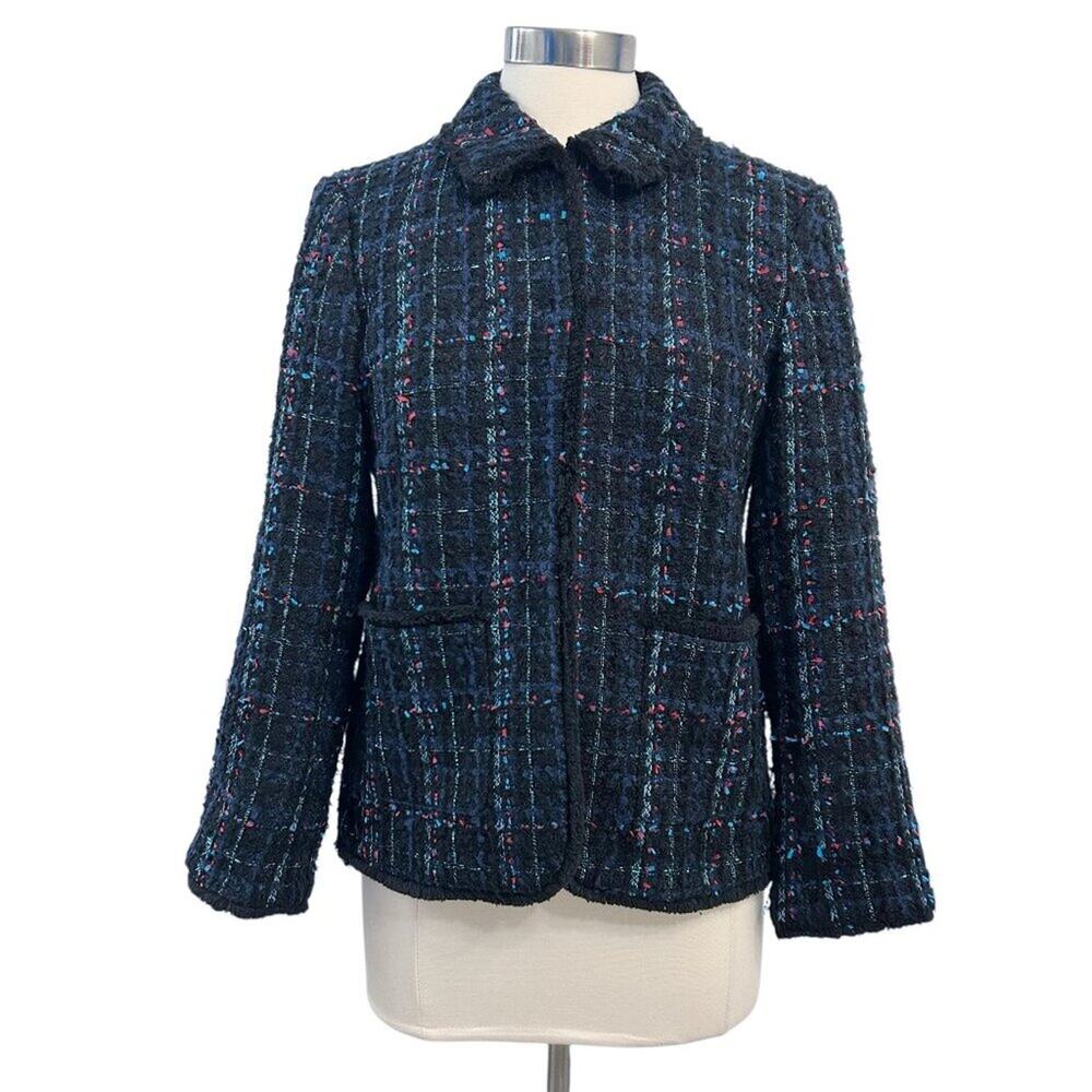 ANN TAYLOR Tweed Fringe Blazer Jacket Size 8